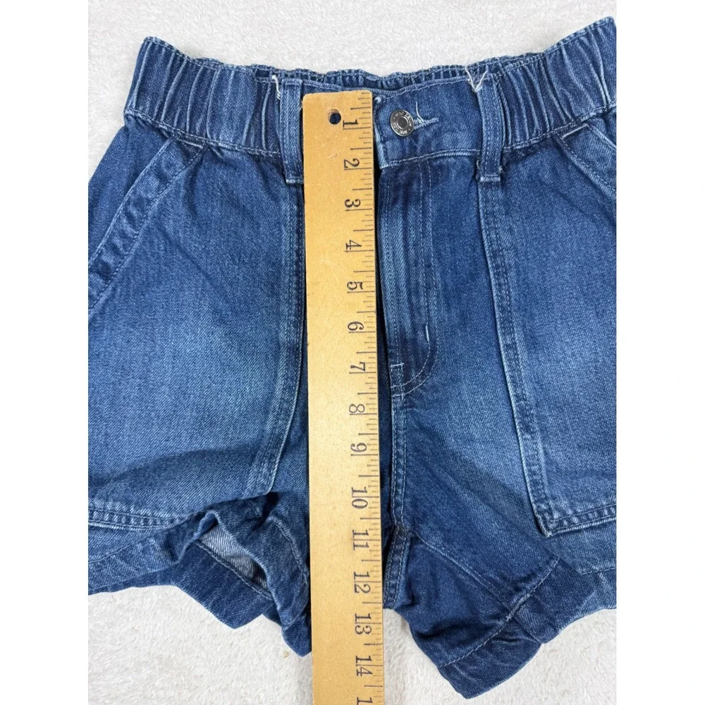 Gap Denim Shorts Womens Small Blue  High Waist Elastic Utility Carpenter